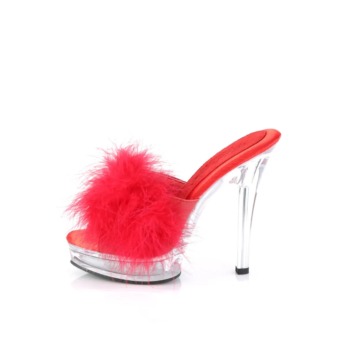 MAJESTY-501F-8  Red Faux Leather-Fur/Clear