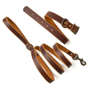 Matching Dog Collar & Leash Bundle - Heritage Brown