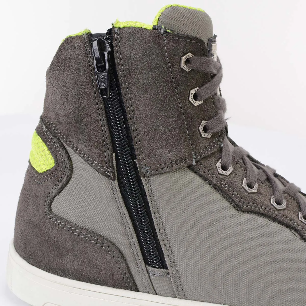 MBM9117 Men's Dark Grey Suede and Grey Canvas Street Riding Shoes w/ Dual Closure/Ankle Support