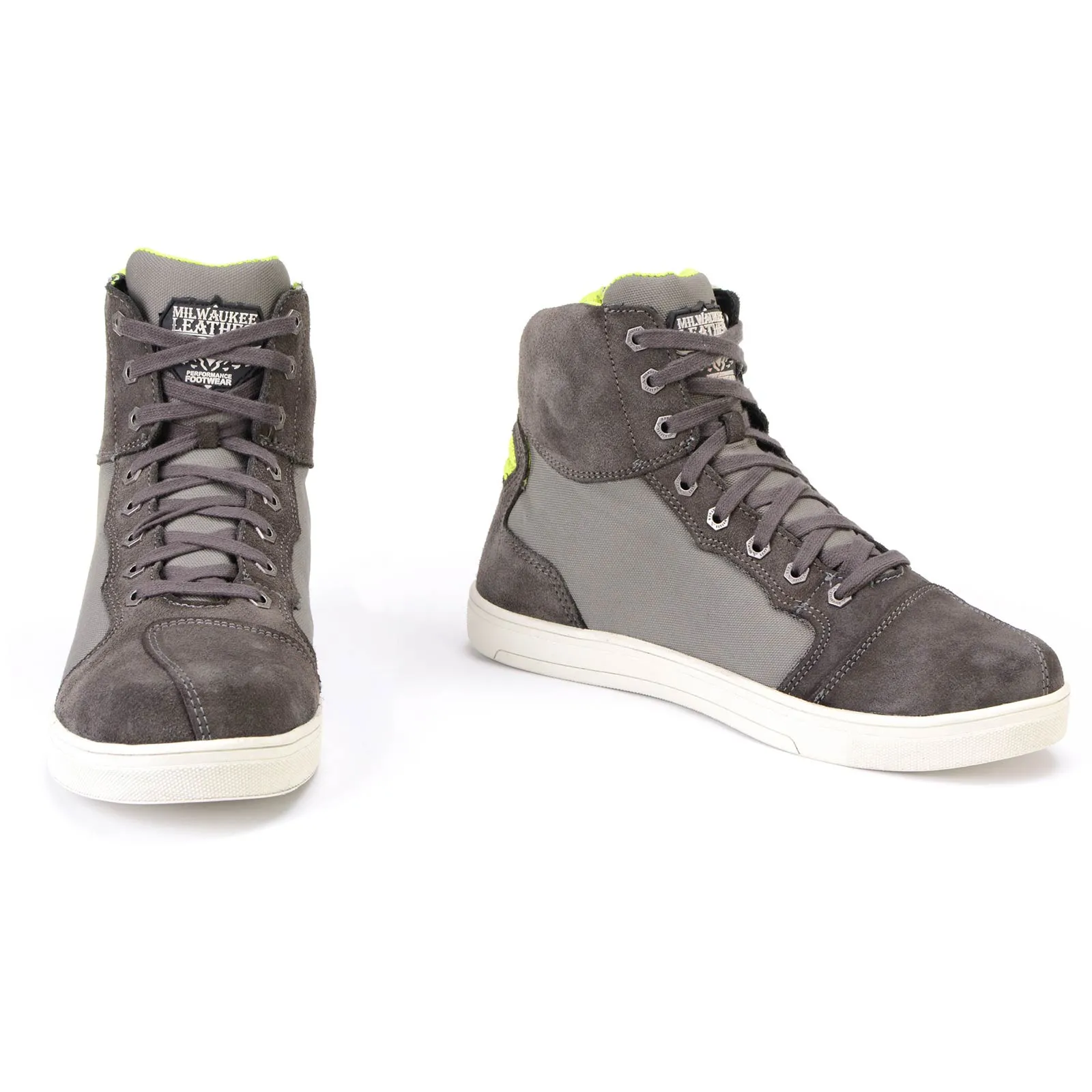 MBM9117 Men's Dark Grey Suede and Grey Canvas Street Riding Shoes w/ Dual Closure/Ankle Support