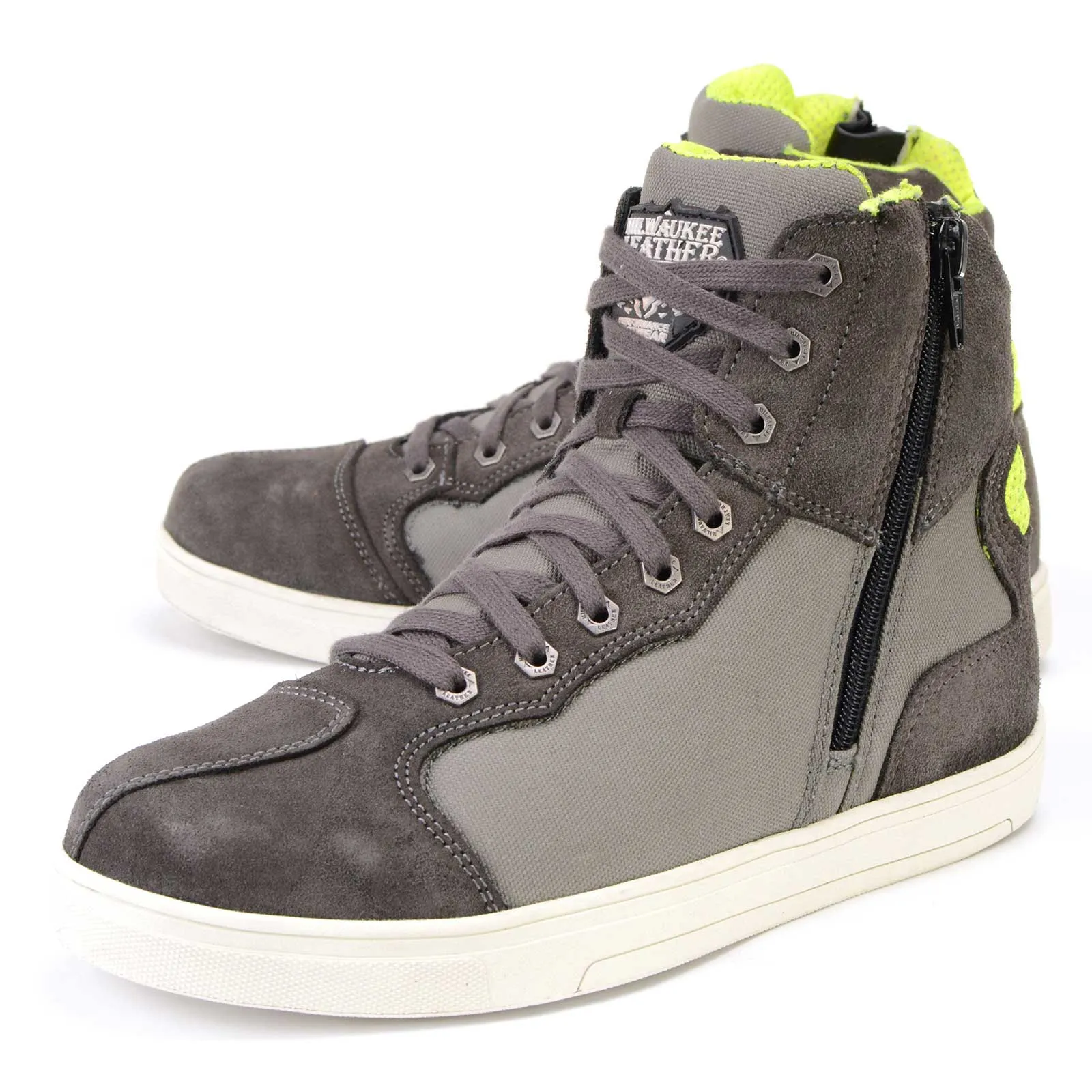 MBM9117 Men's Dark Grey Suede and Grey Canvas Street Riding Shoes w/ Dual Closure/Ankle Support