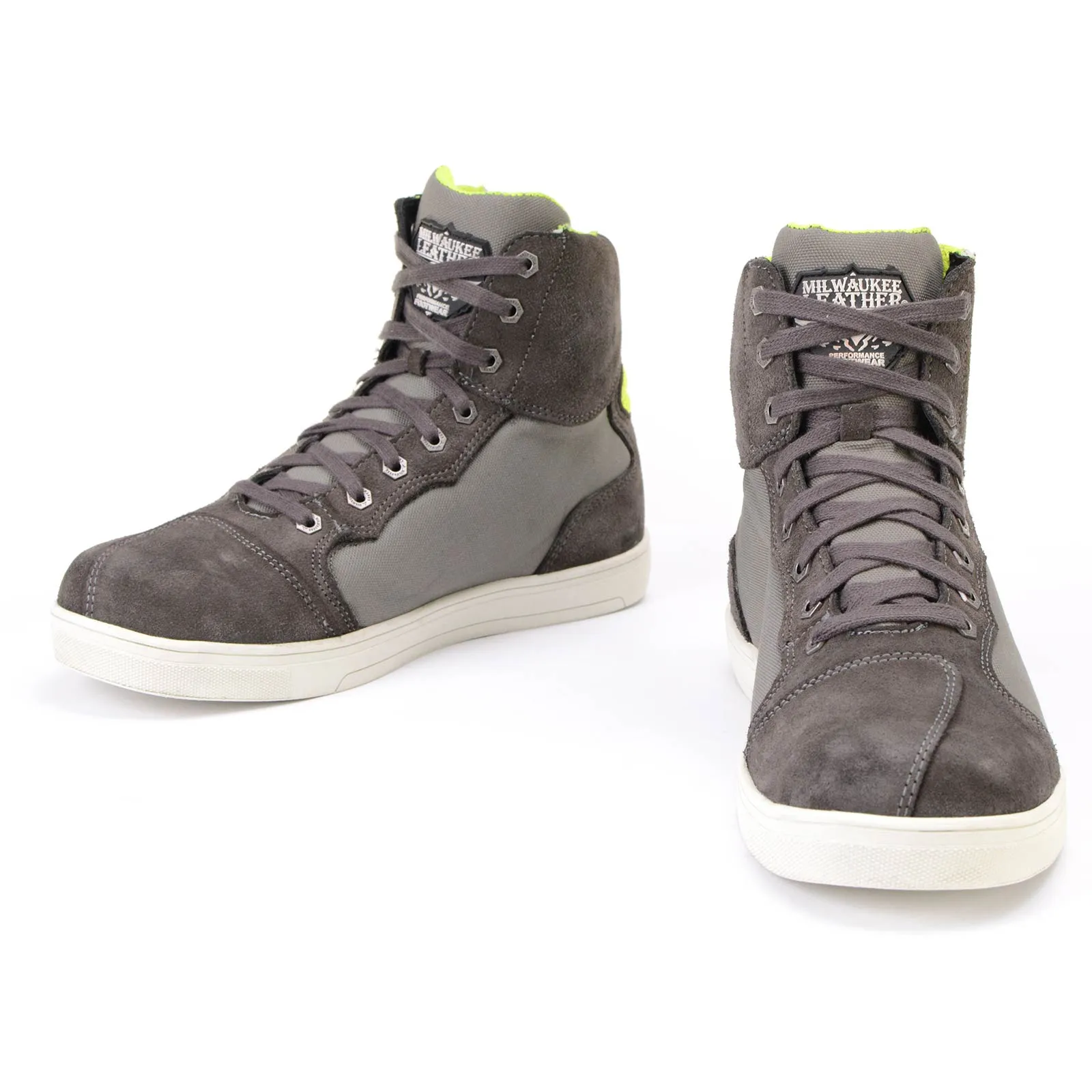 MBM9117 Men's Dark Grey Suede and Grey Canvas Street Riding Shoes w/ Dual Closure/Ankle Support