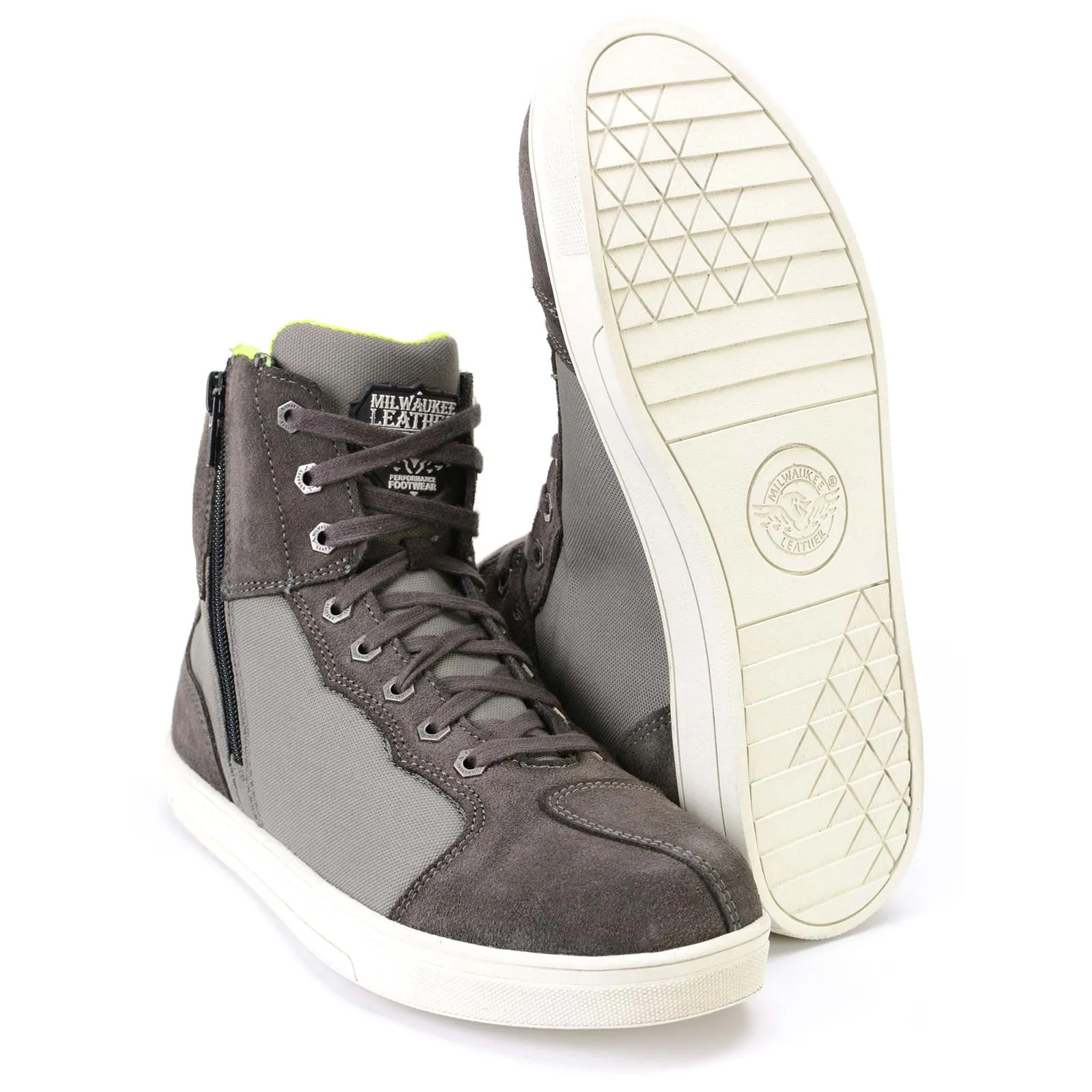 MBM9117 Men's Dark Grey Suede and Grey Canvas Street Riding Shoes w/ Dual Closure/Ankle Support
