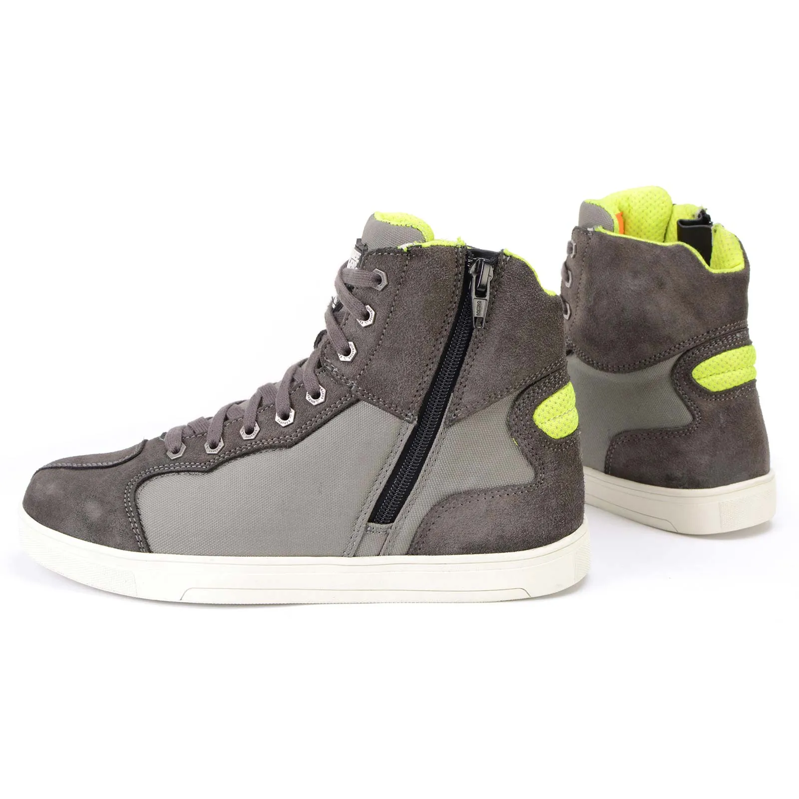 MBM9117 Men's Dark Grey Suede and Grey Canvas Street Riding Shoes w/ Dual Closure/Ankle Support