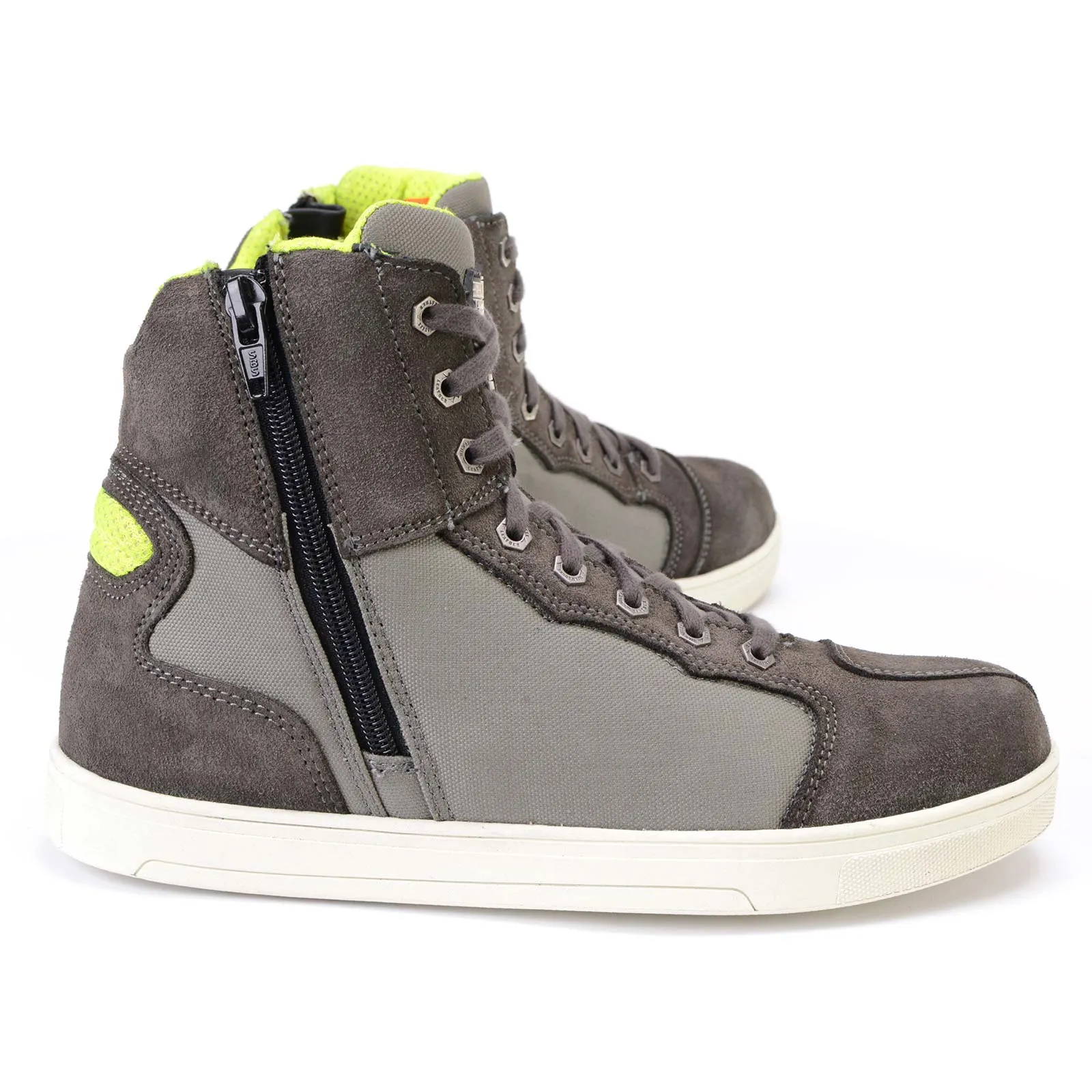 MBM9117 Men's Dark Grey Suede and Grey Canvas Street Riding Shoes w/ Dual Closure/Ankle Support