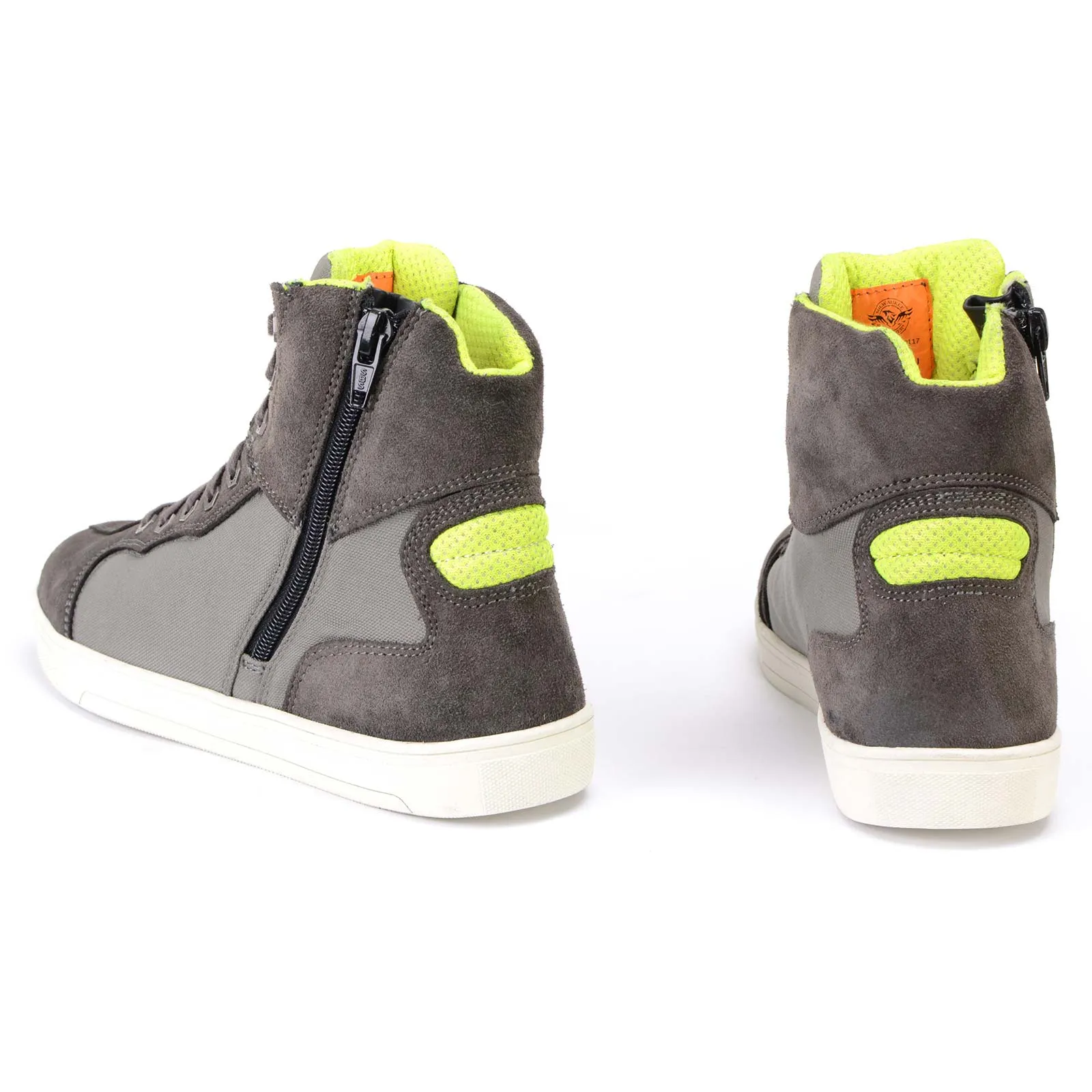 MBM9117 Men's Dark Grey Suede and Grey Canvas Street Riding Shoes w/ Dual Closure/Ankle Support