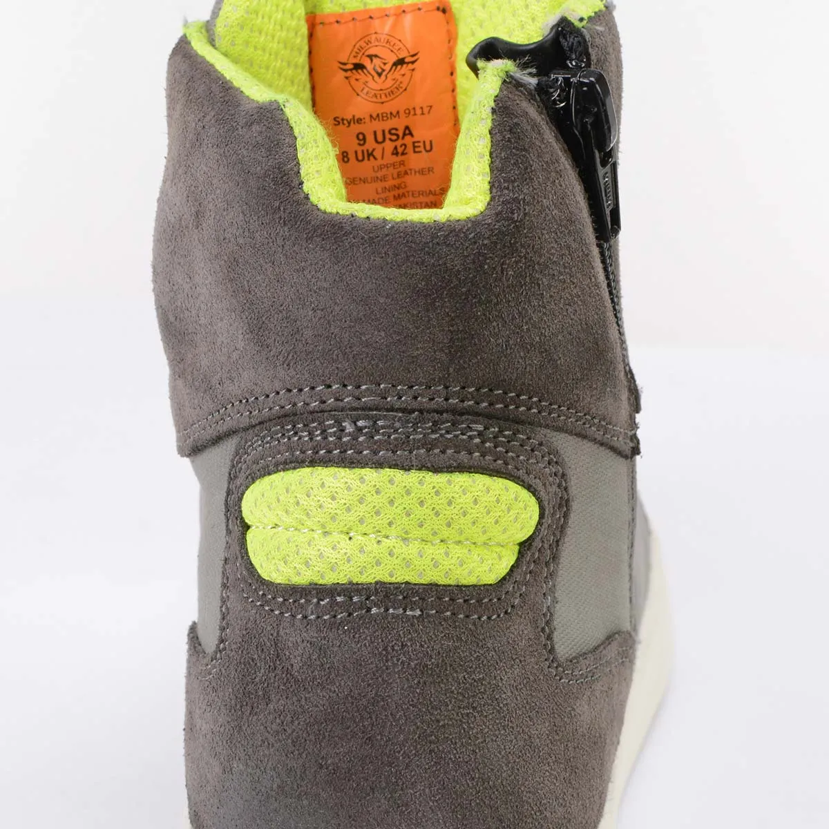 MBM9117 Men's Dark Grey Suede and Grey Canvas Street Riding Shoes w/ Dual Closure/Ankle Support