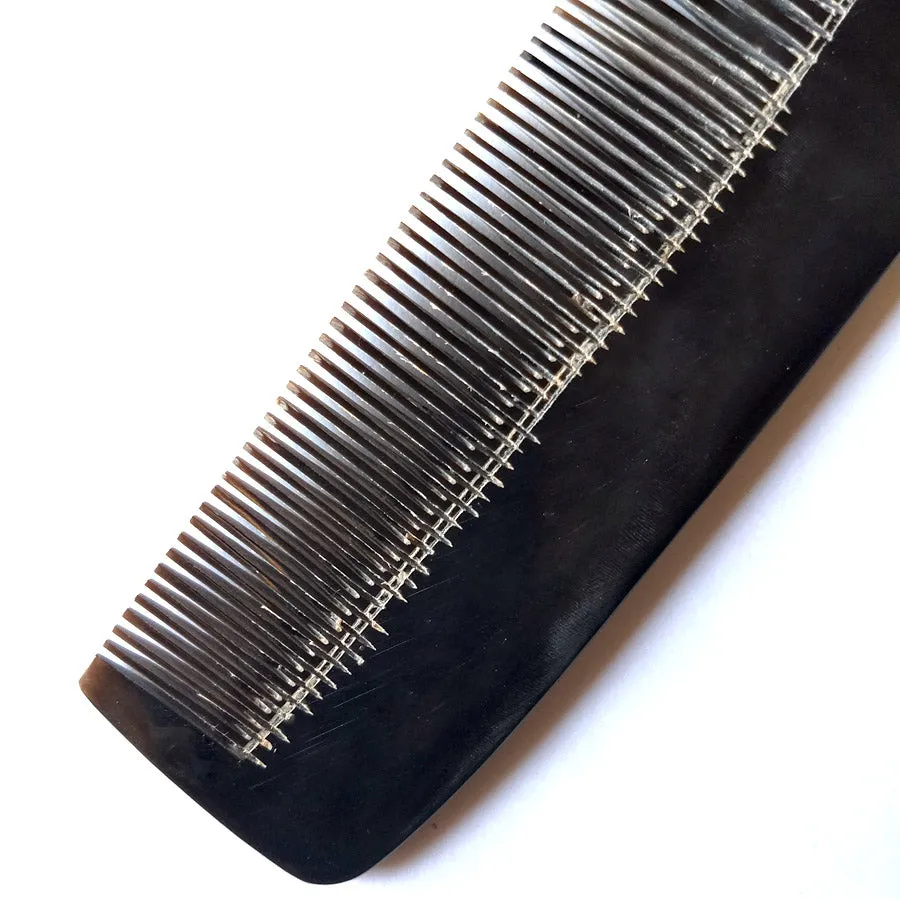Medium 2-in-1 Cow Horn Black Comb 15cm