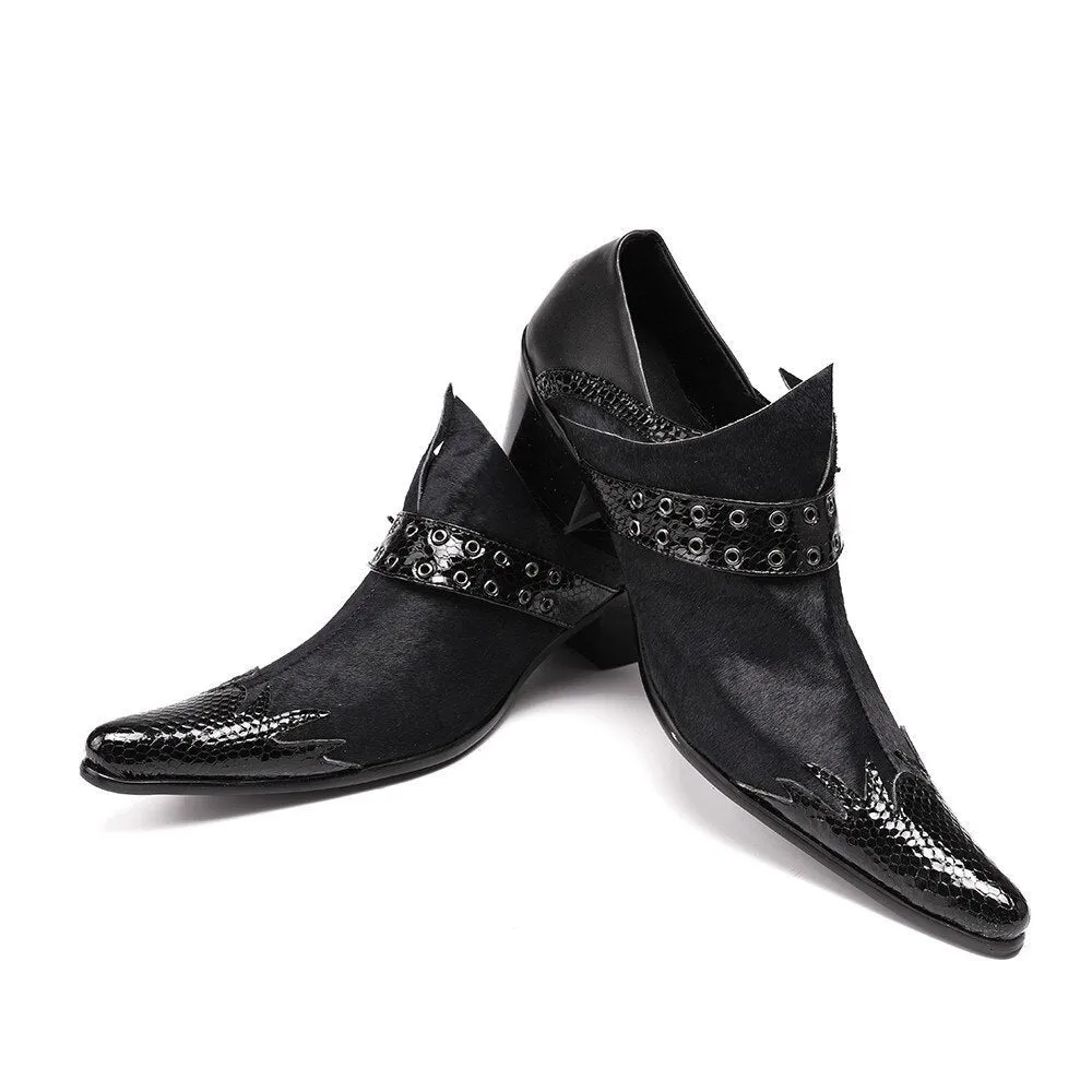 Men Oxfords Black Business Formal Shoes Buckle Wedding Shoes