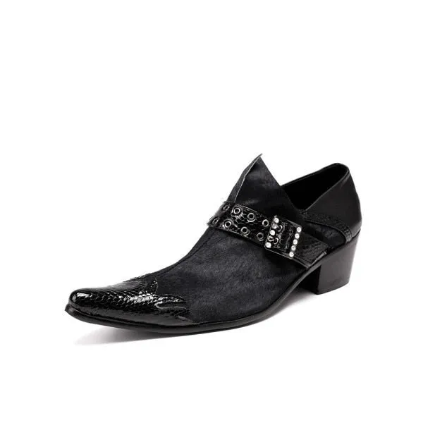 Men Oxfords Black Business Formal Shoes Buckle Wedding Shoes