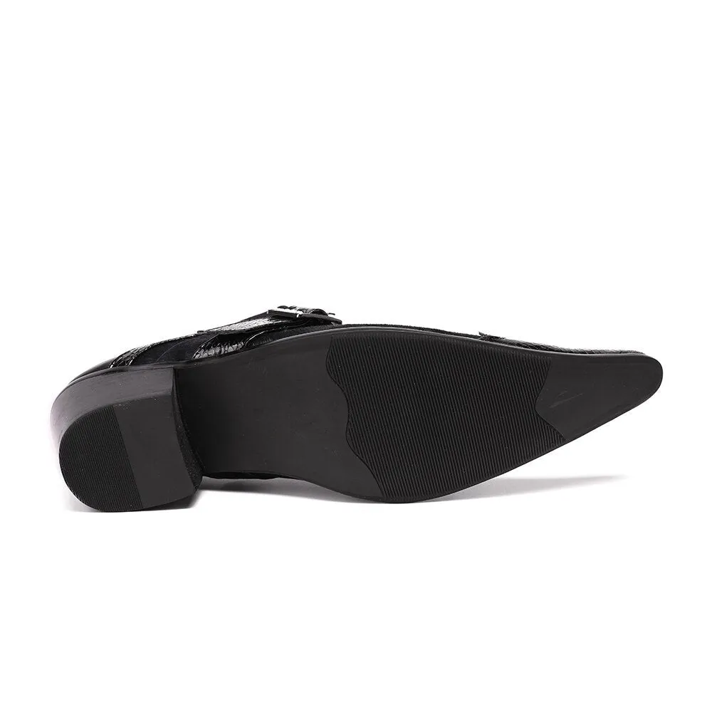 Men Oxfords Black Business Formal Shoes Buckle Wedding Shoes