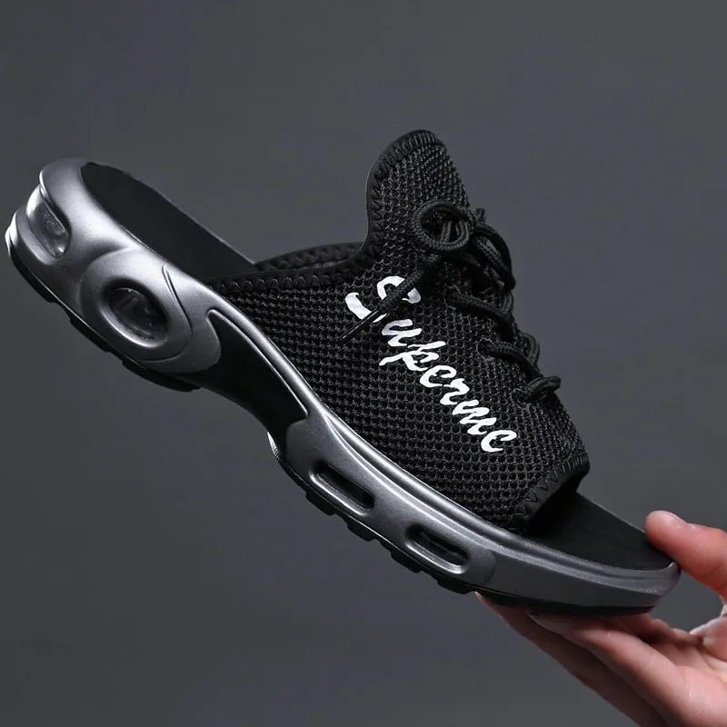 Men soft sole mesh  lace up slipper