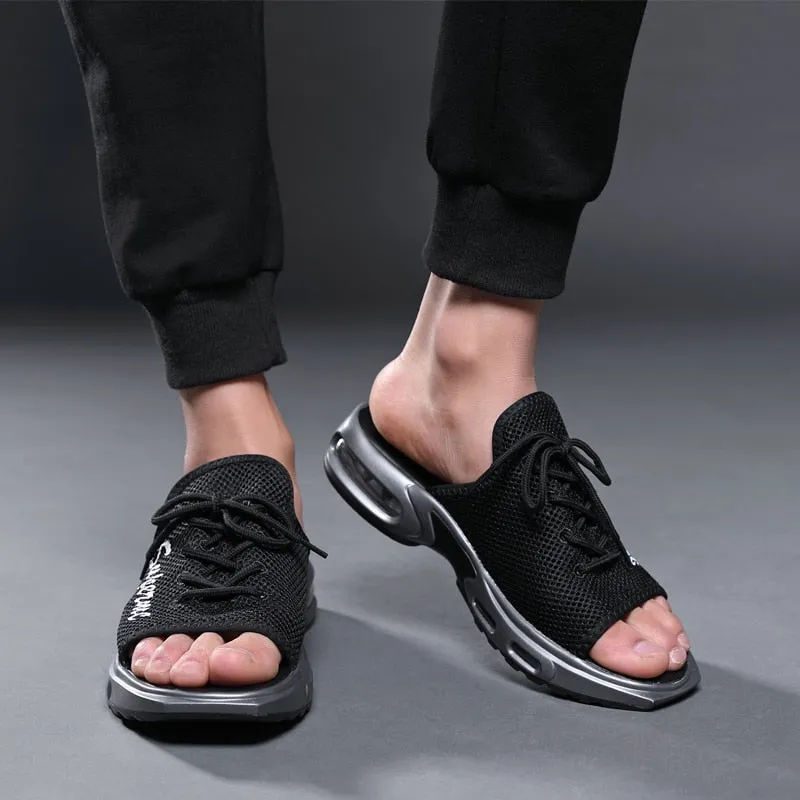 Men soft sole mesh  lace up slipper