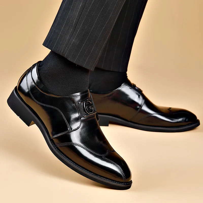 Men's pointed leather shoes, business casual shoes, men's shoes, versatile, breathable, wedding shoes, lazy shoes