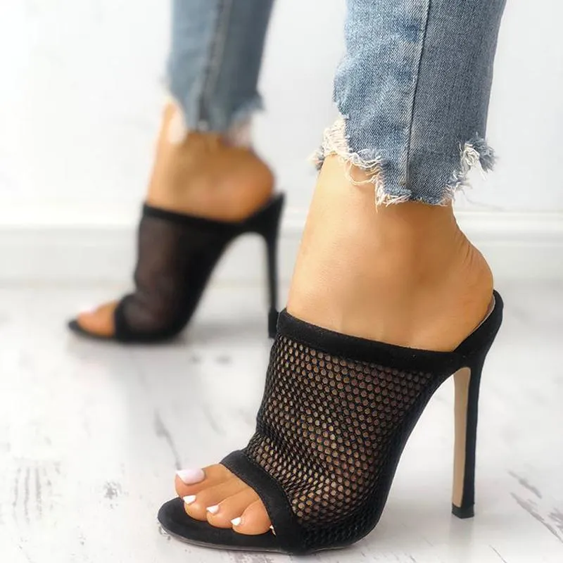 Mesh Openwork High Heel Sandals