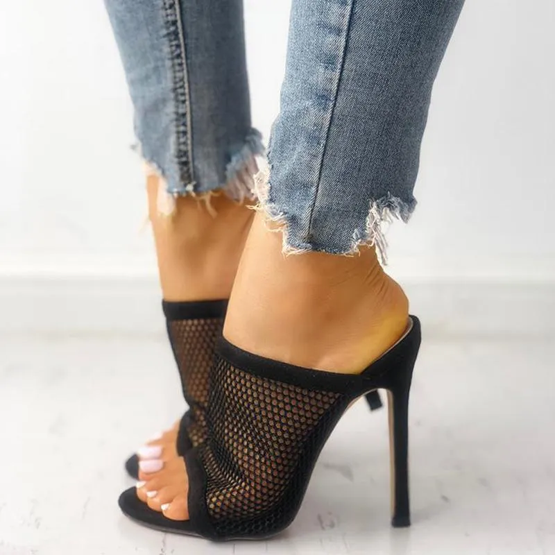 Mesh Openwork High Heel Sandals