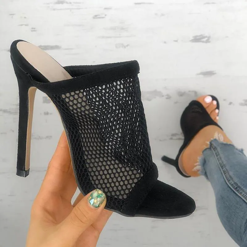 Mesh Openwork High Heel Sandals