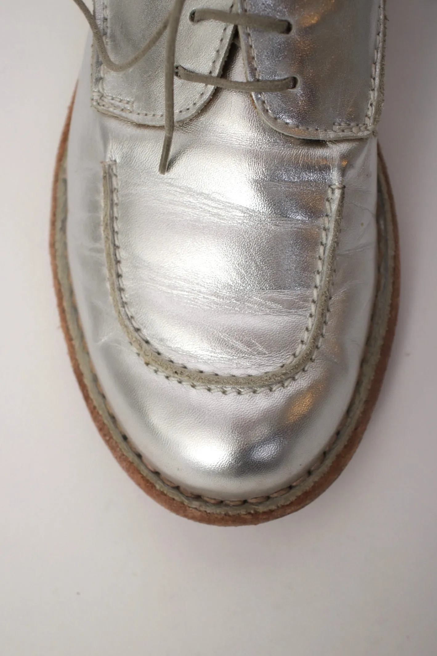 Moma Leather Metallic Silver Oxford