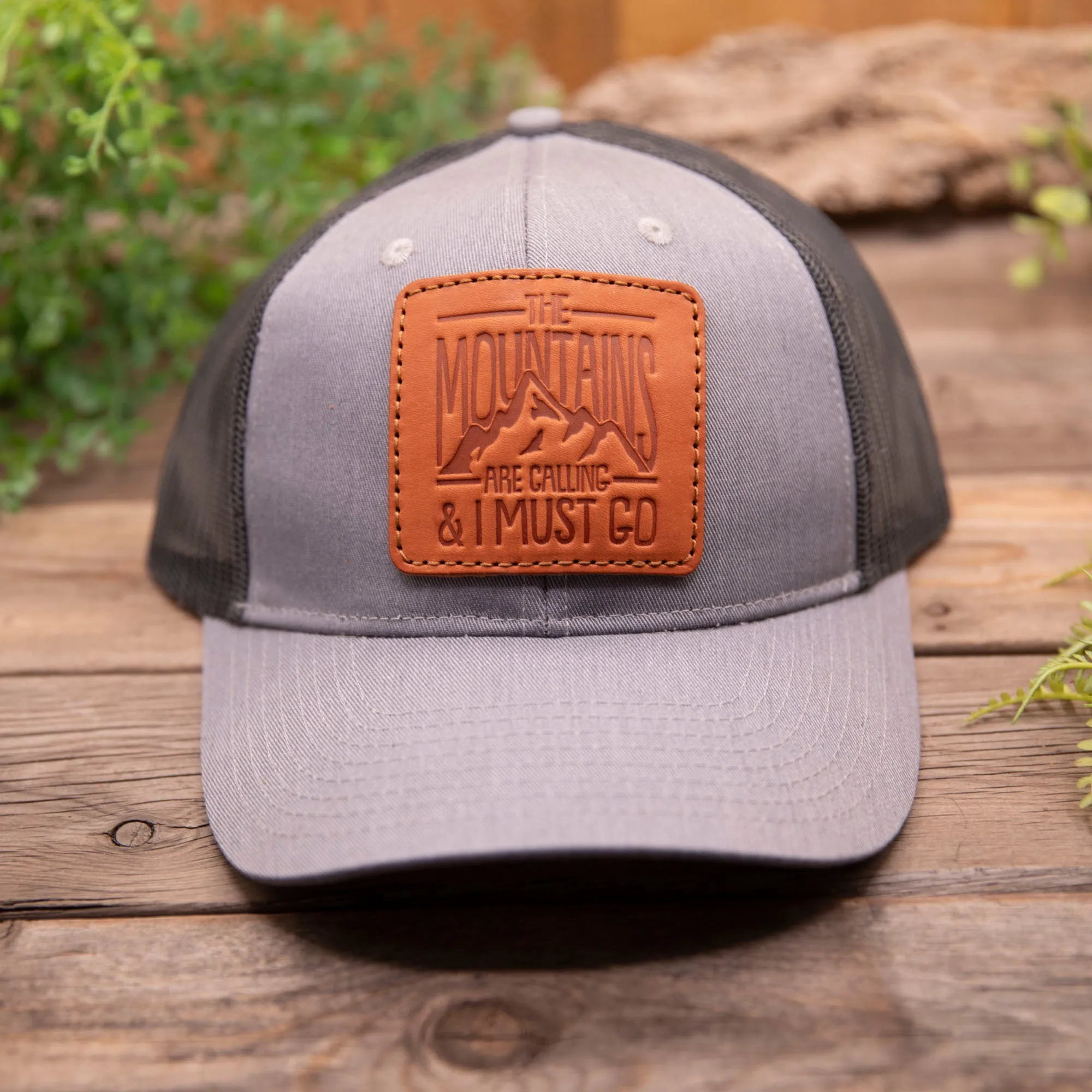 Mountains are Calling Leather Patch Hat