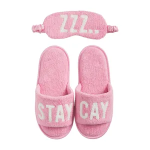 Mud Pie Slipper & Sleep Mask Set - Pink