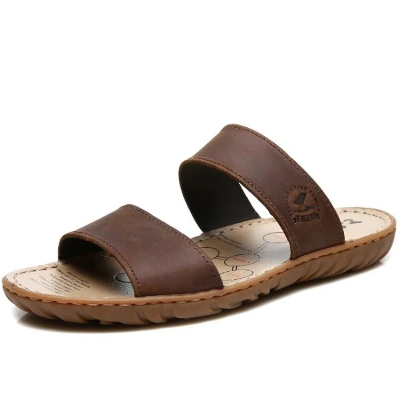 New Genuine Leather Men Slippers