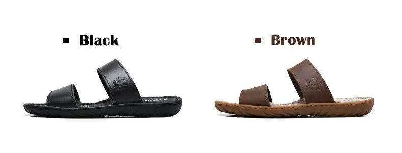 New Genuine Leather Men Slippers