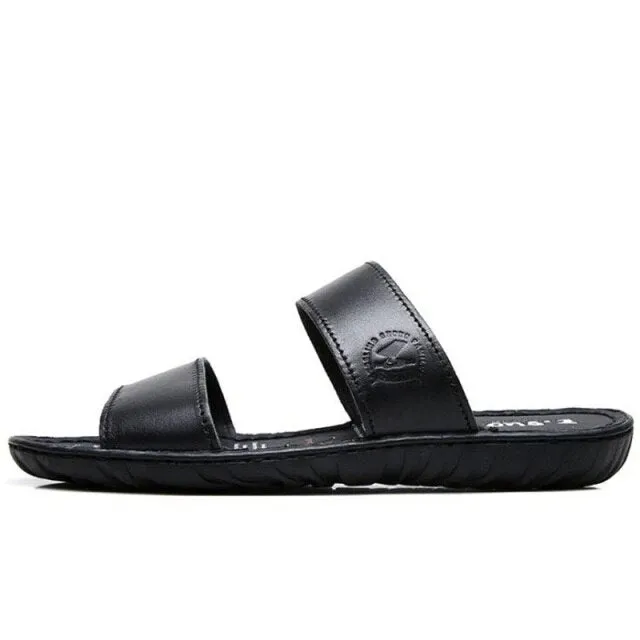 New Genuine Leather Men Slippers