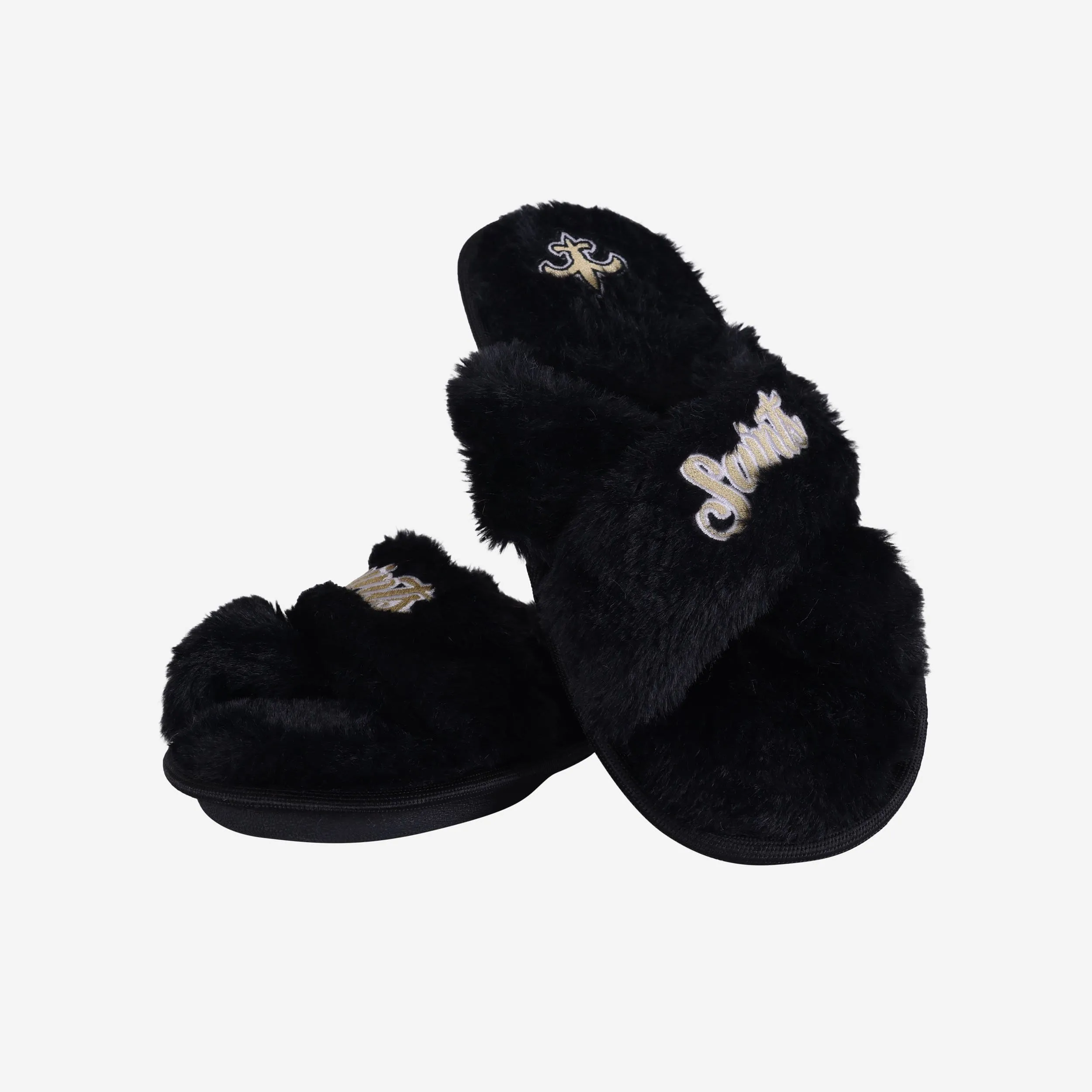 New Orleans Saints Womens Script Wordmark Fur Cross Slide