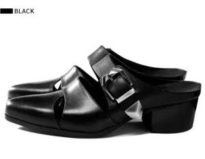 New Summer Men Slippers High Heels Genuine Leather Pointed Toe 5CM Height Increase Men Shoes Casual Fashion Trend Outside Slides