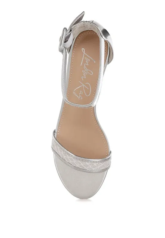 Ninto Metallic Faux Leather Kitten Heel Sandals