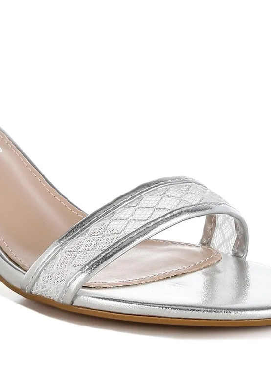 Ninto Metallic Faux Leather Kitten Heel Sandals