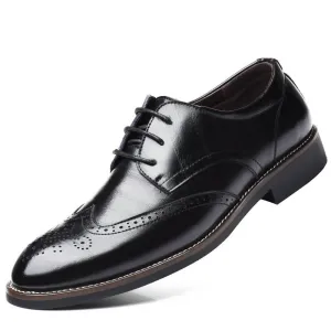 Non Skid Black Mens Premium Leather Dress Shoes -Oxford Lace Up Style Walking Shoes