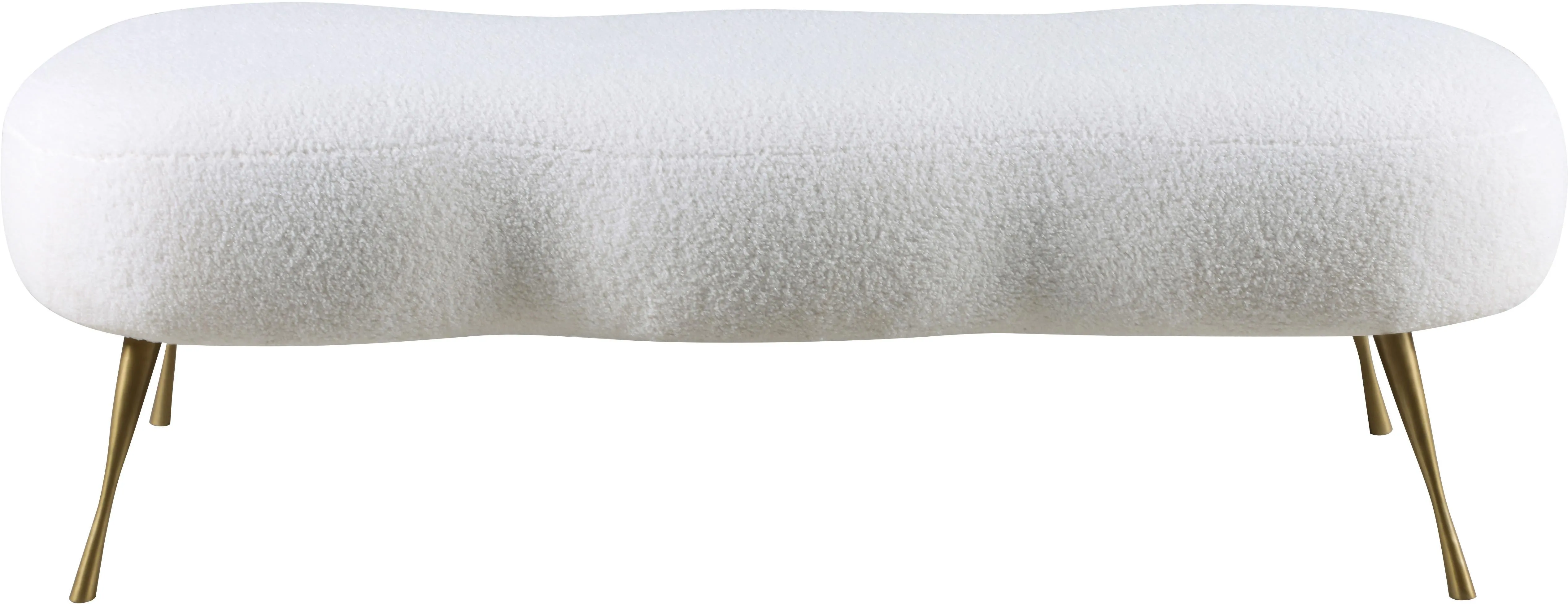 Nube White Faux Sheepskin Fur Bench