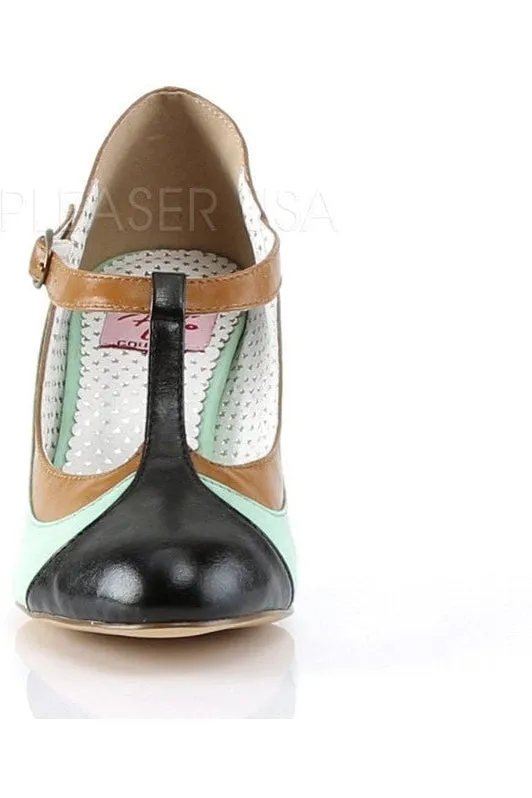 PEACH-03 Pump  | Green Faux Leather