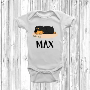 Personalised Rottweiler Lazy Dog Baby Grow