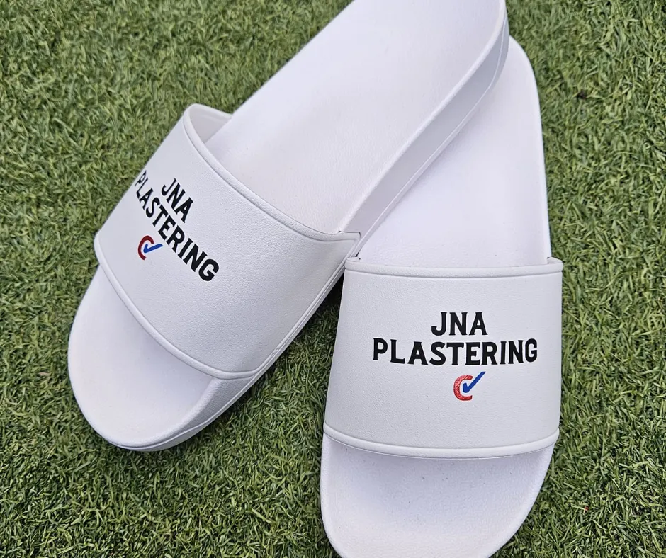 Personalised Unisex White Sliders - Adults