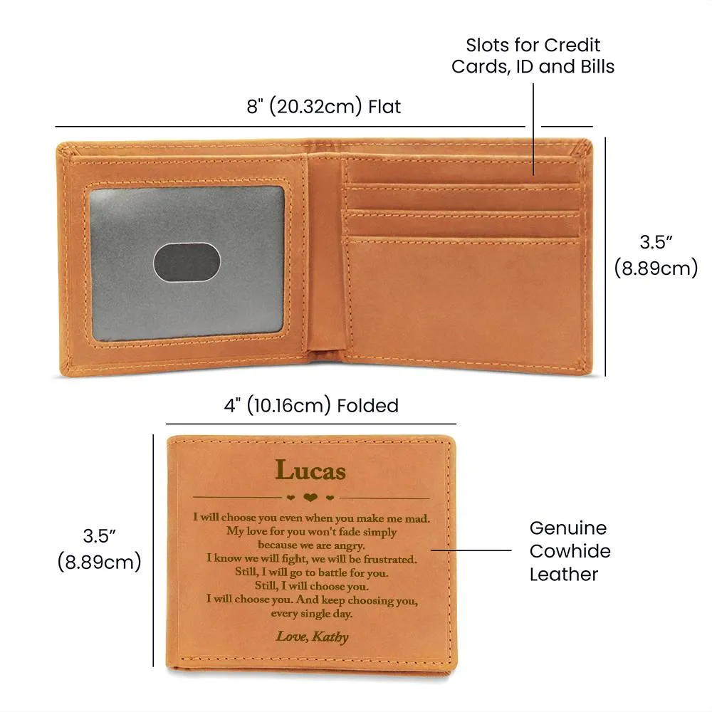 Personalized Leather Mens Wallet, Christmas Gift for Boyfriend, Him, Engraved Custom Anniversary Wallet
