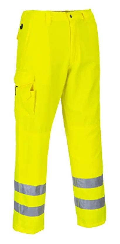 Portwest Hi-Vis Combat Work Trousers with Kneepad pockets  - E046