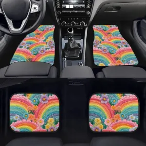 Rainbow Flowers Car Floor Mats