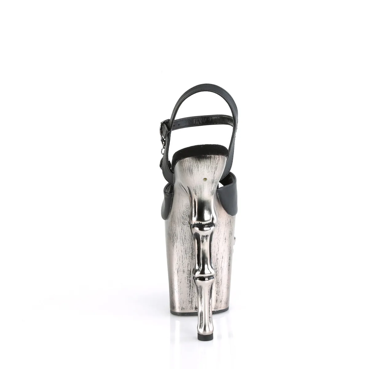 RAPTURE-809-LT  Black Faux Leather/Satin Pewter Chrome