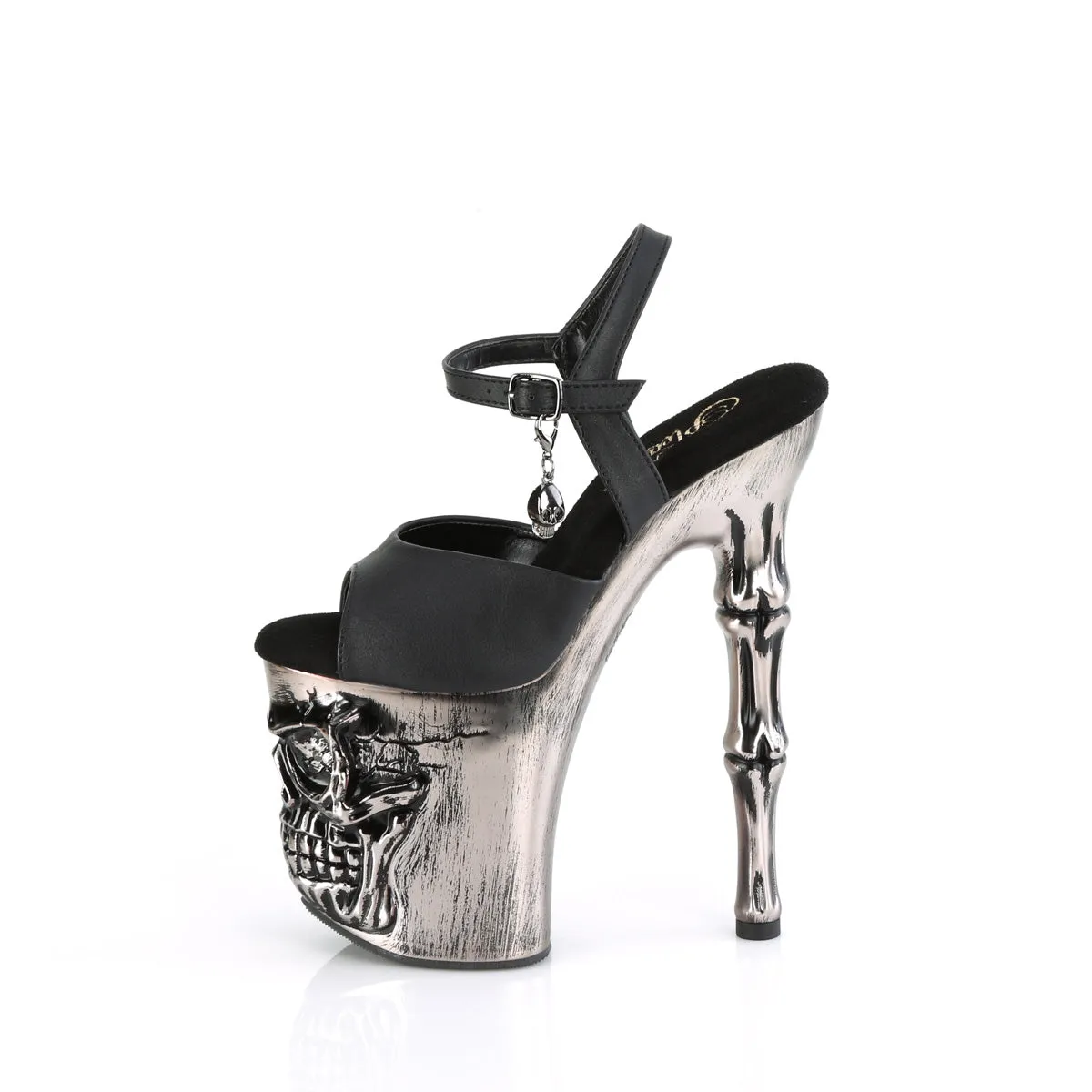 RAPTURE-809-LT  Black Faux Leather/Satin Pewter Chrome