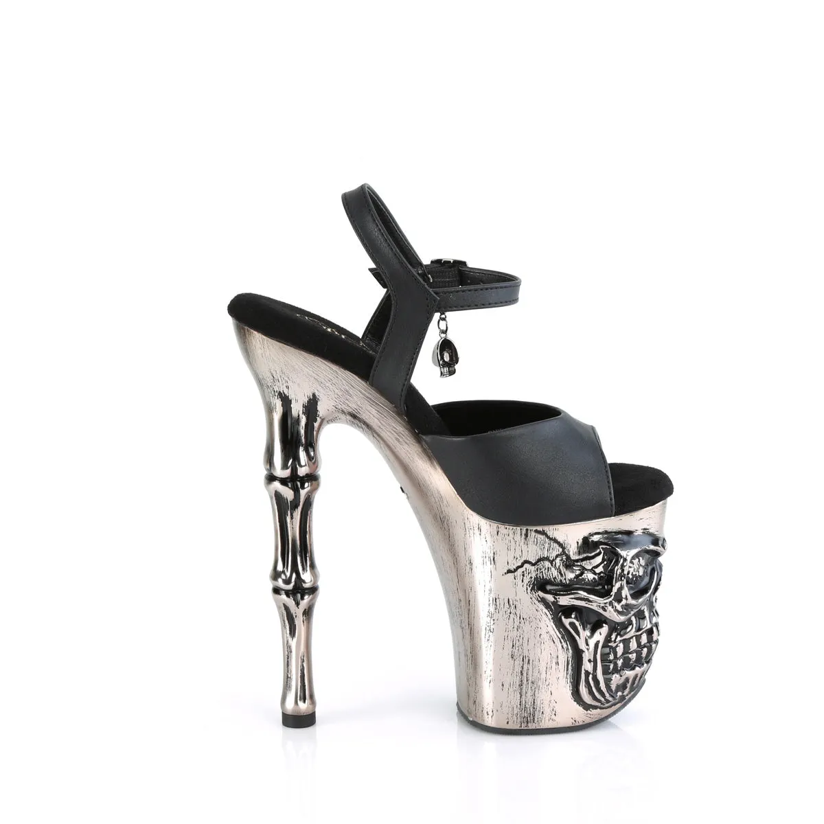 RAPTURE-809-LT  Black Faux Leather/Satin Pewter Chrome