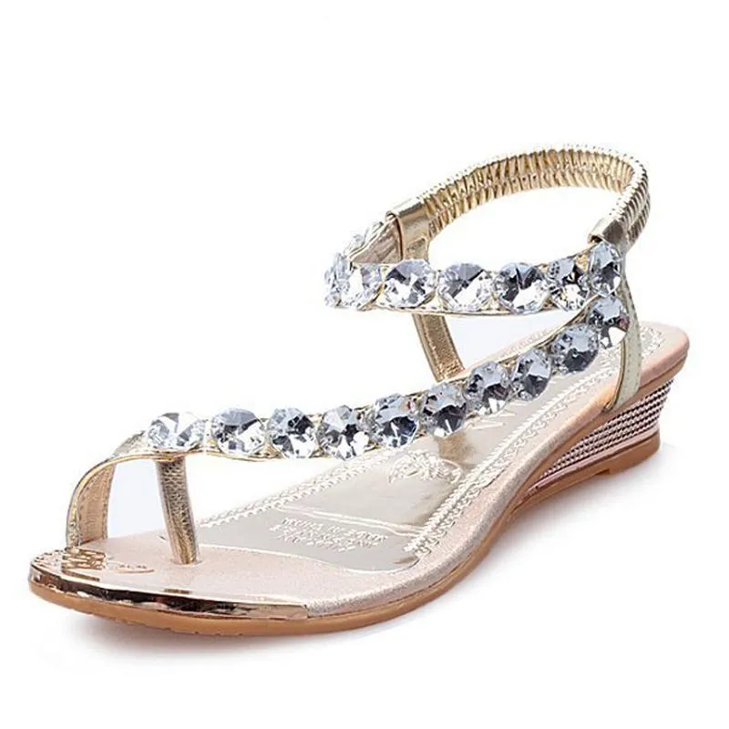Rhinestone Summer Slip On Wedges