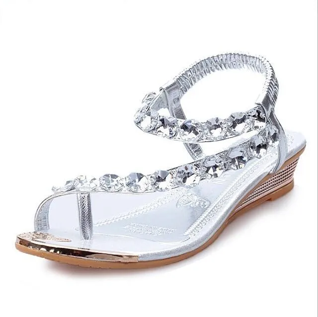 Rhinestone Summer Slip On Wedges