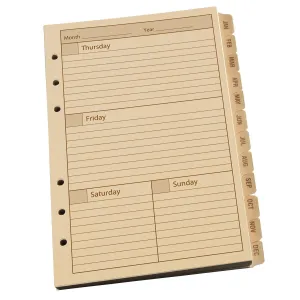 Rite in the Rain Standard Weekly Planner Refill 4.625" x 7" with 6 Hole Punch Tan 1 Year