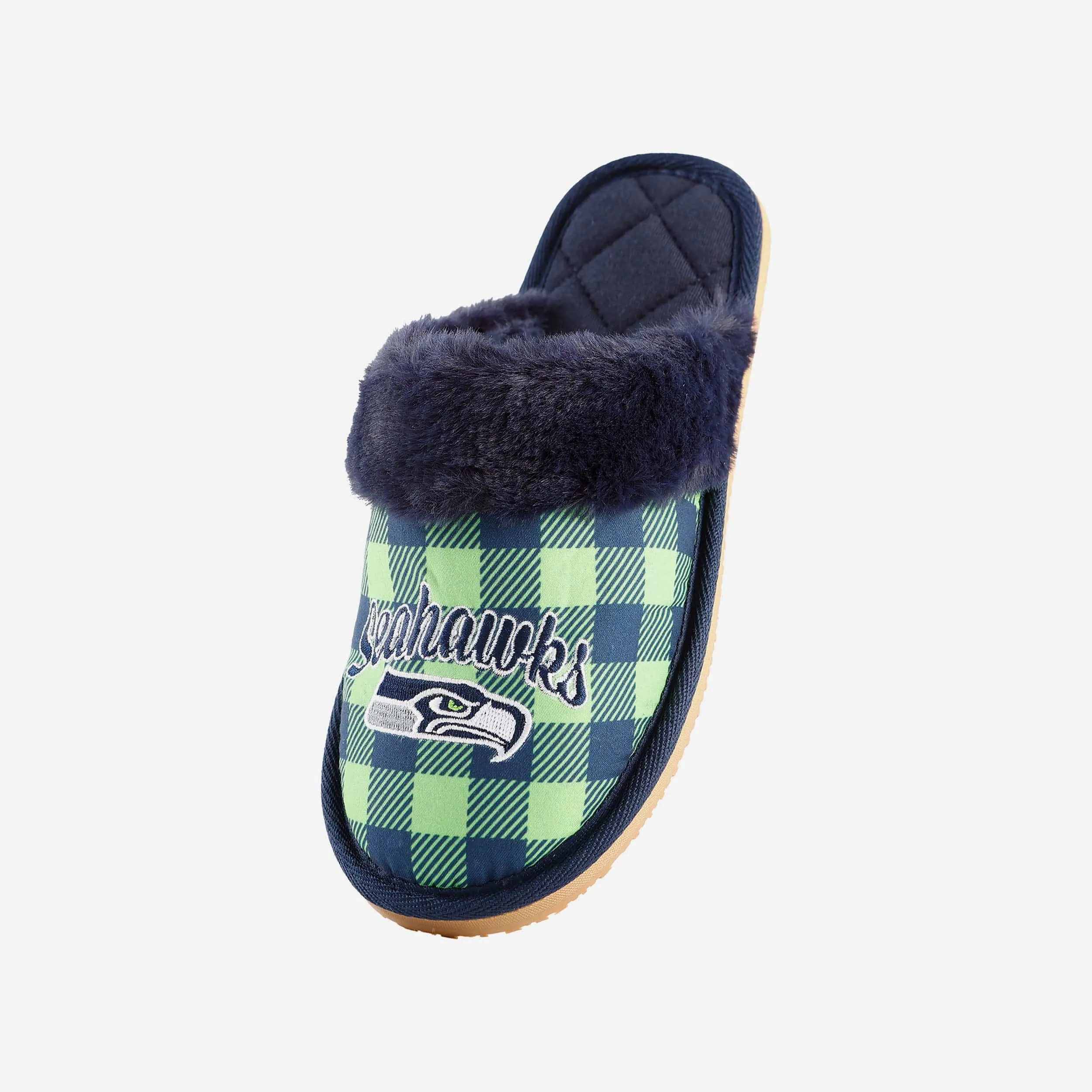 Seattle Seahawks Womens Plaid Sherpa Mule Slipper