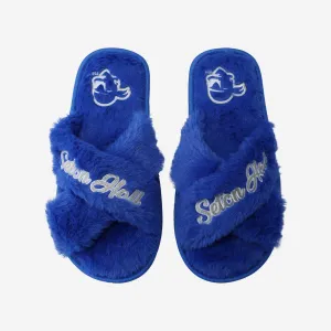 Seton Hall Pirates Womens Script Wordmark Fur Cross Slide