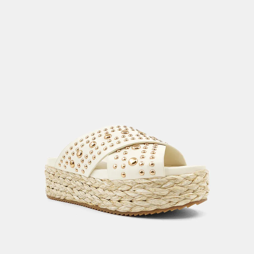 Shushop Kaia Espadrille Wedge Sandals - Bone
