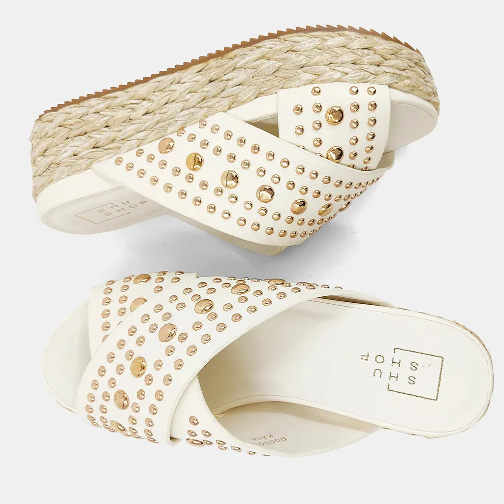 Shushop Kaia Espadrille Wedge Sandals - Bone