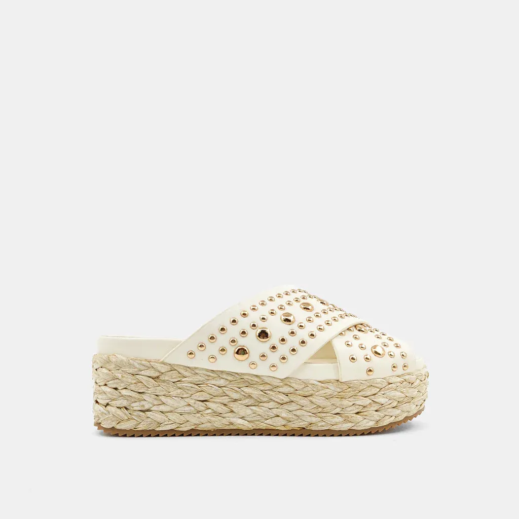 Shushop Kaia Espadrille Wedge Sandals - Bone